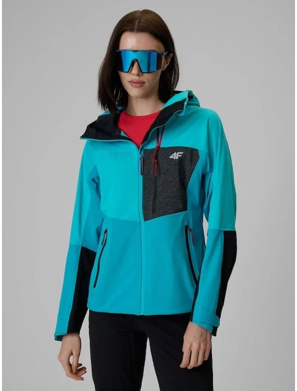 Moteriška softshell striukė 4F PRO su NeoDry membrana, juoda ir mėlyna