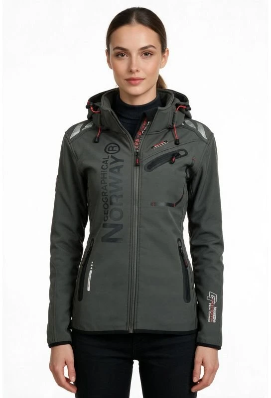 Moteriška softshell striukė Geographical Norway, pilka ir juoda