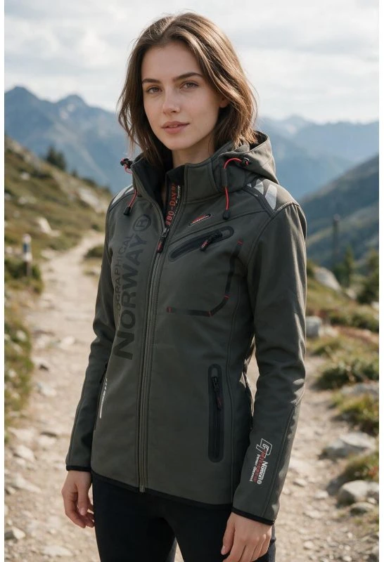 Moteriška softshell striukė Geographical Norway, pilka ir juoda