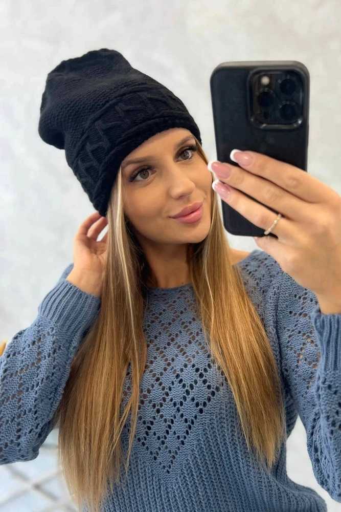Moteriška žieminė kepurė Aniela, juoda
