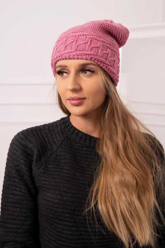 Moteriška žieminė kepurė Aniela, tamsiai rožinė