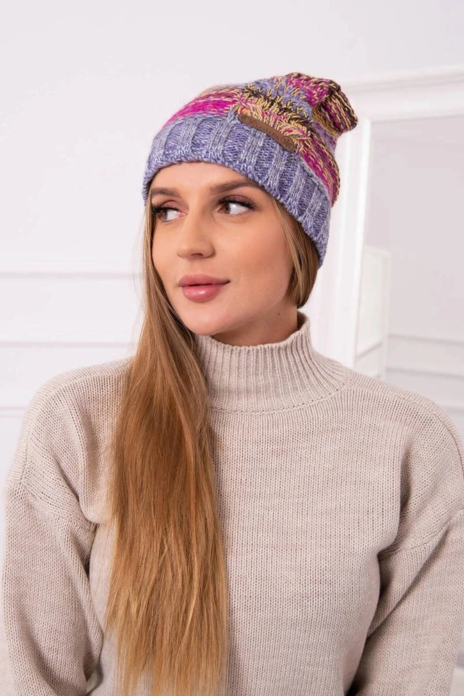 Moteriška žieminė kepurė Monika, fuksijos ir violetinės spalvos