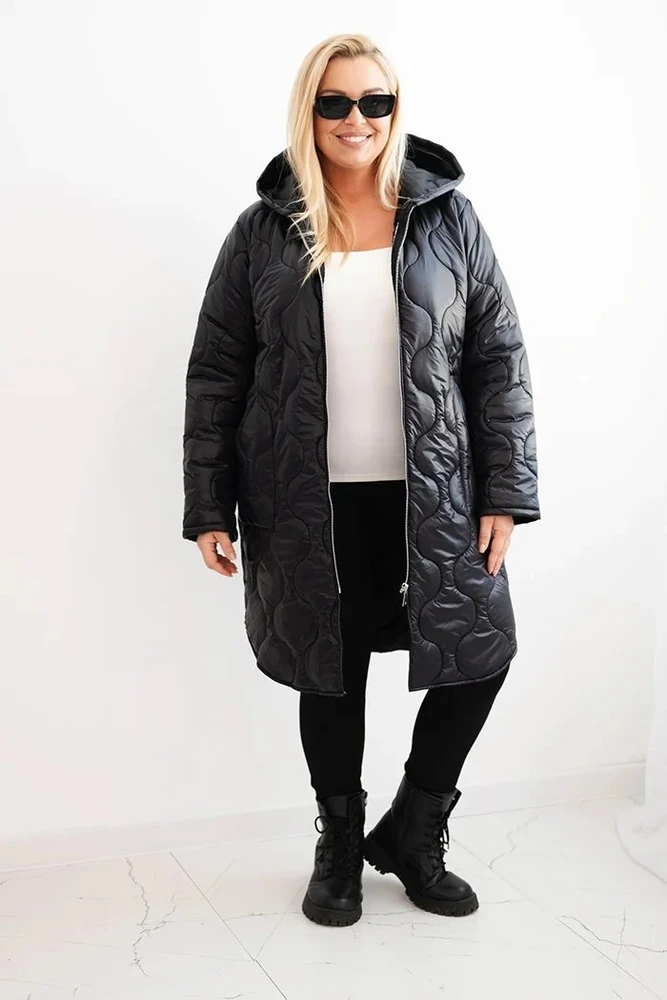 Moteriška žieminė Plus Size striukė su gobtuvu, raudonos spalvos