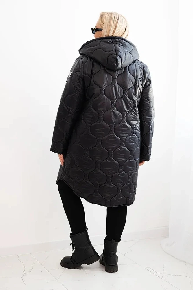 Moteriška žieminė Plus Size striukė su gobtuvu, raudonos spalvos