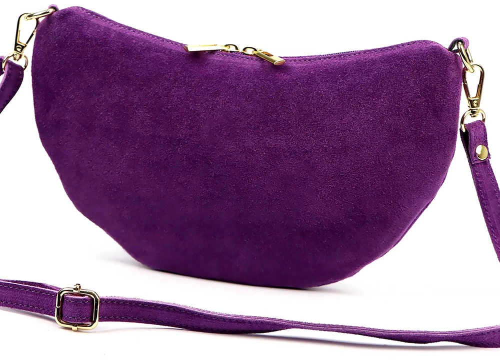 Vera Pelle Torebka Damska Listonoszka Skórzana Mała Złote Okucia Crossbody