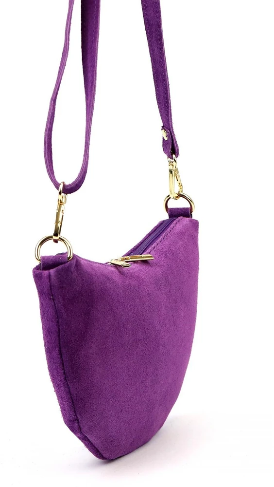 Vera Pelle Torebka Damska Listonoszka Skórzana Mała Złote Okucia Crossbody