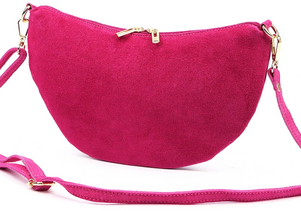 Vera Pelle Torebka Damska Listonoszka Skórzana Mała Złote Okucia Crossbody