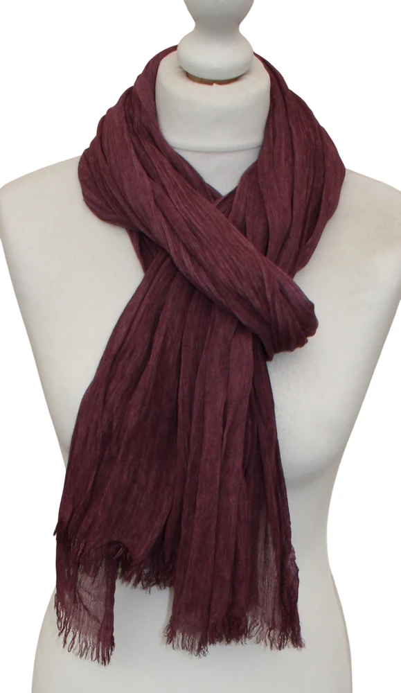Moteriškas 100% lino šalikas „Klasikinis bordo“, bordo / slyvų