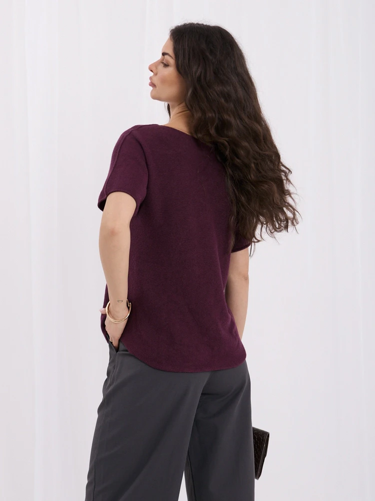 Moteriškas dvipusis megztinis Italy Moda, tamsiai violetinis