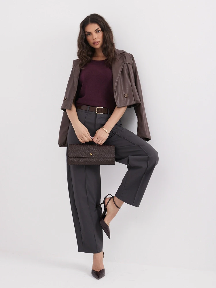 Moteriškas dvipusis megztinis Italy Moda, tamsiai violetinis