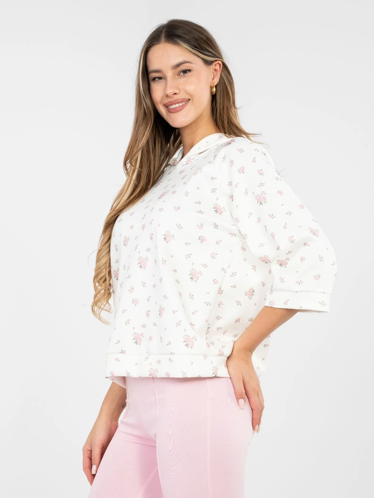 Moteriškas džemperis 3/4 rankovė gėlėtas Italy Moda