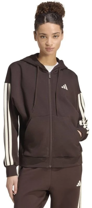 Moteriškas džemperis su gobtuvu ir užtrauktuku adidas, rudas