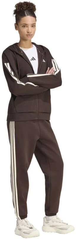 Moteriškas džemperis su gobtuvu ir užtrauktuku adidas, rudas