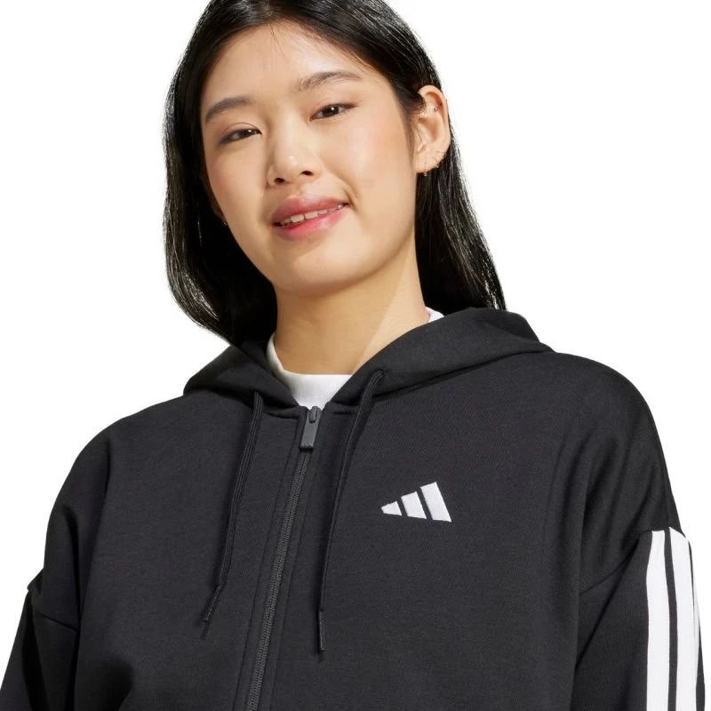 Moteriškas džemperis su gobtuvu ir užtrauktuku adidas Essentials 3 Stripes