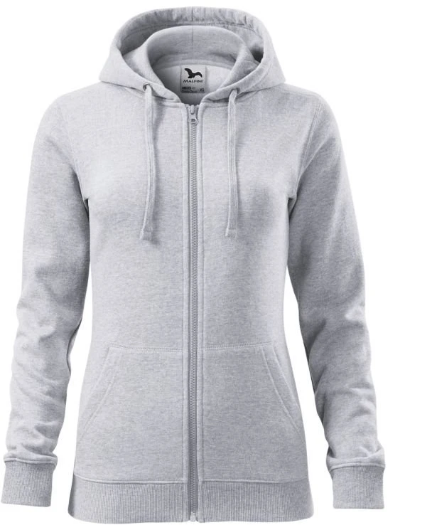 Moteriškas džemperis su gobtuvu Malfini Trendy Zipper, pilkas