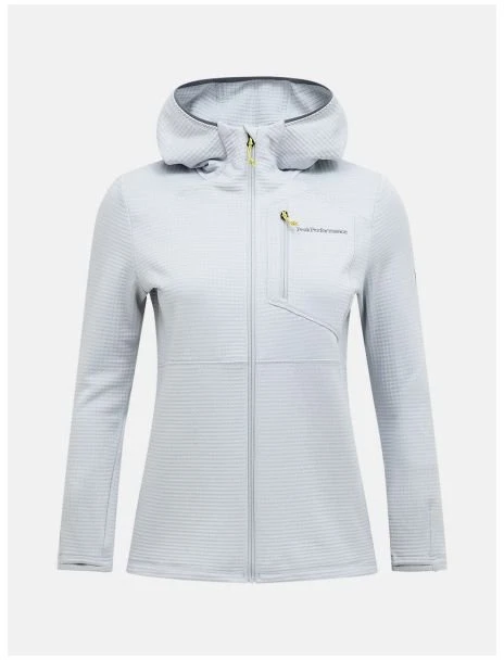 Moteriškas džemperis su gobtuvu Peak Performance Trail Polartec Power Grid Zip Hood, pilkas