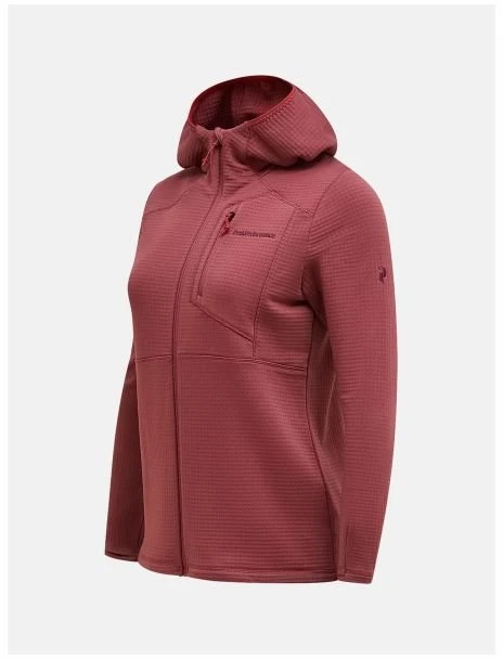 Moteriškas džemperis su gobtuvu Peak Performance Trail Polartec Power Grid Zip Hood, raudonas