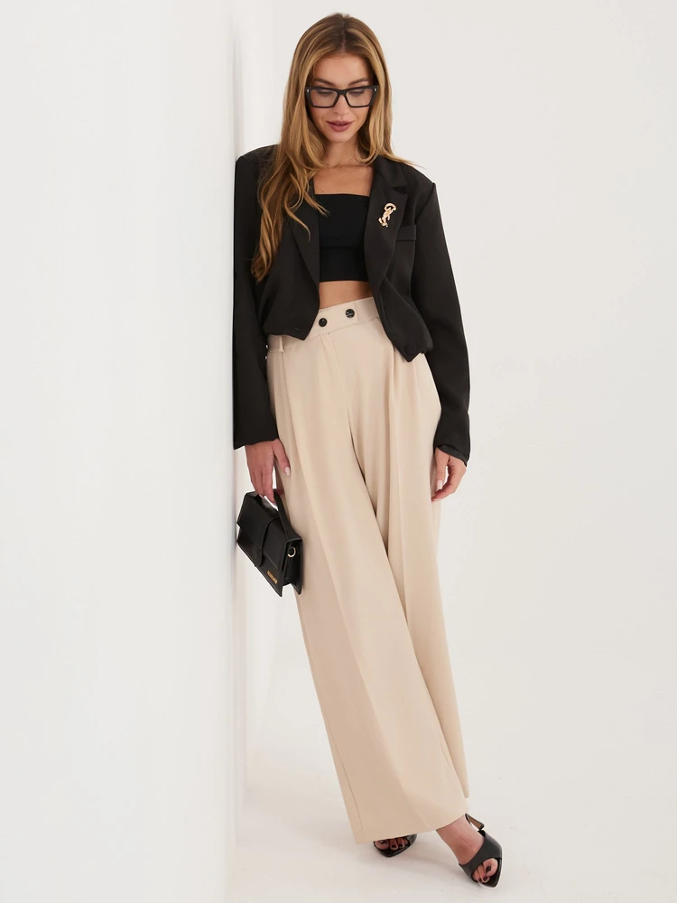 Moteriškas elegantiškas švarkas su sagomis Italy Moda, juodas