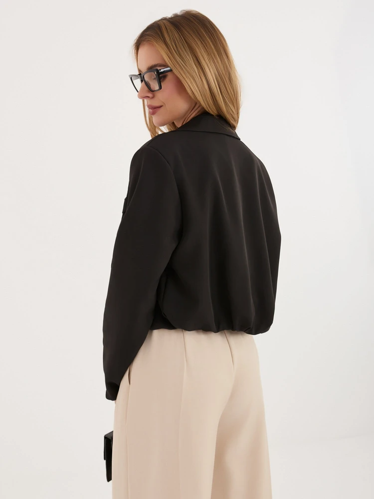 Moteriškas elegantiškas švarkas su sagomis Italy Moda, juodas
