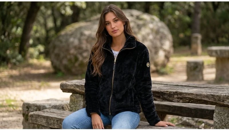 Moteriškas flisinis džemperis Geographical Norway Tofure, juodas