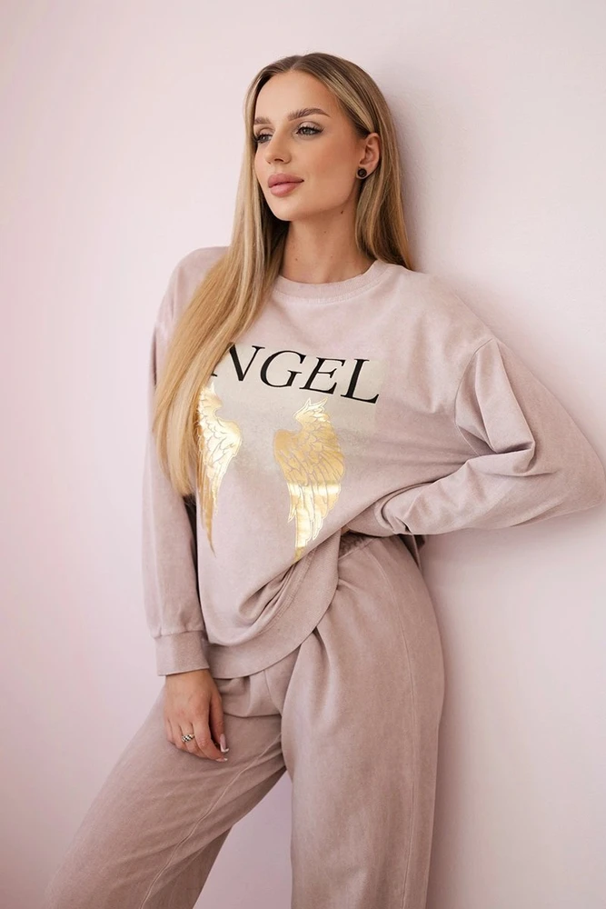 Moteriškas komplektas Angel, pudrinės rožinės spalvos