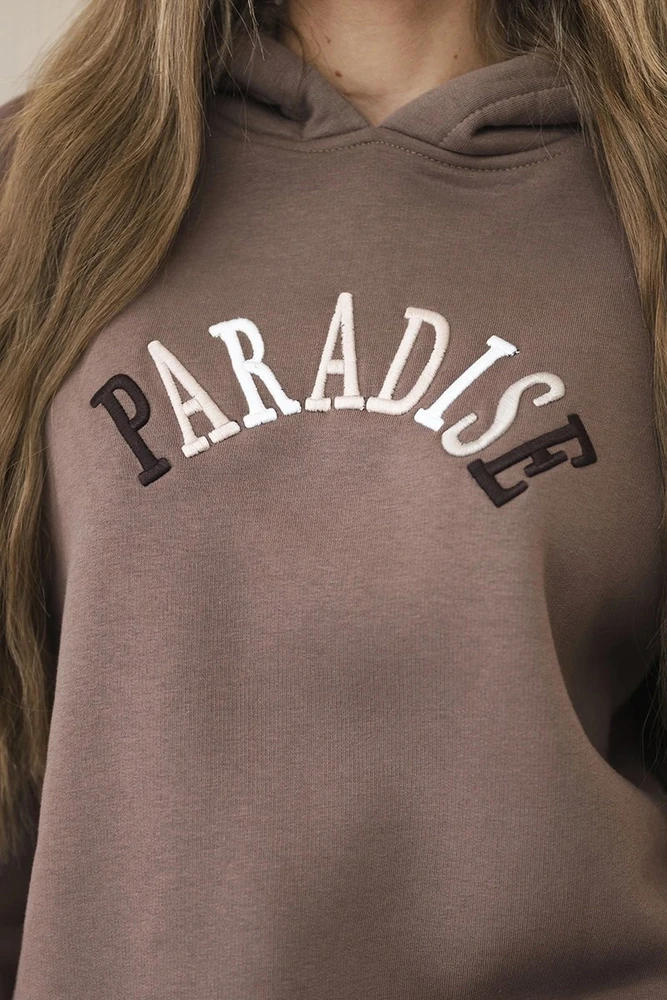Moteriškas komplektas su „Paradise“ siuvinėtu užrašu, moka spalvos