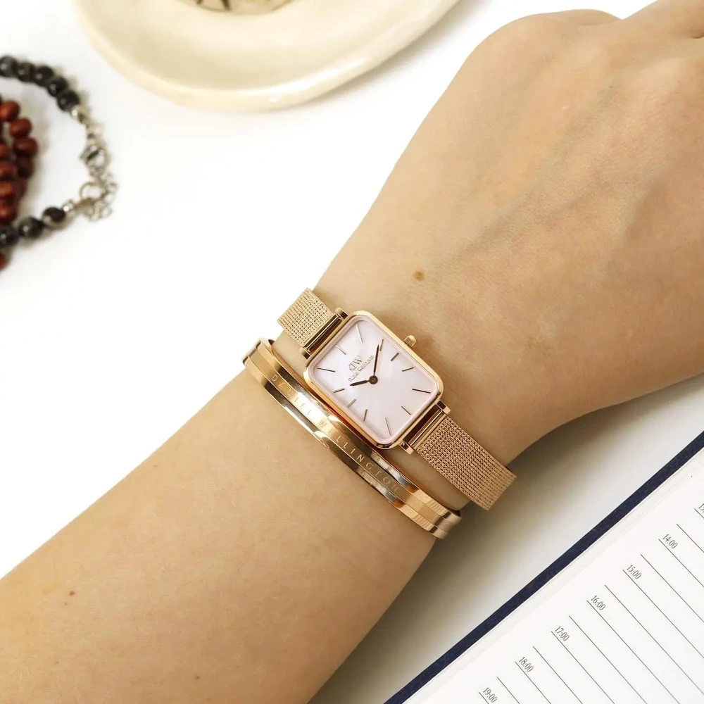 Moteriškas laikrodis DANIEL WELLINGTON Quadro Pressed Melrose Pearl 20mm DW00100510 + BOX (zw505o)
