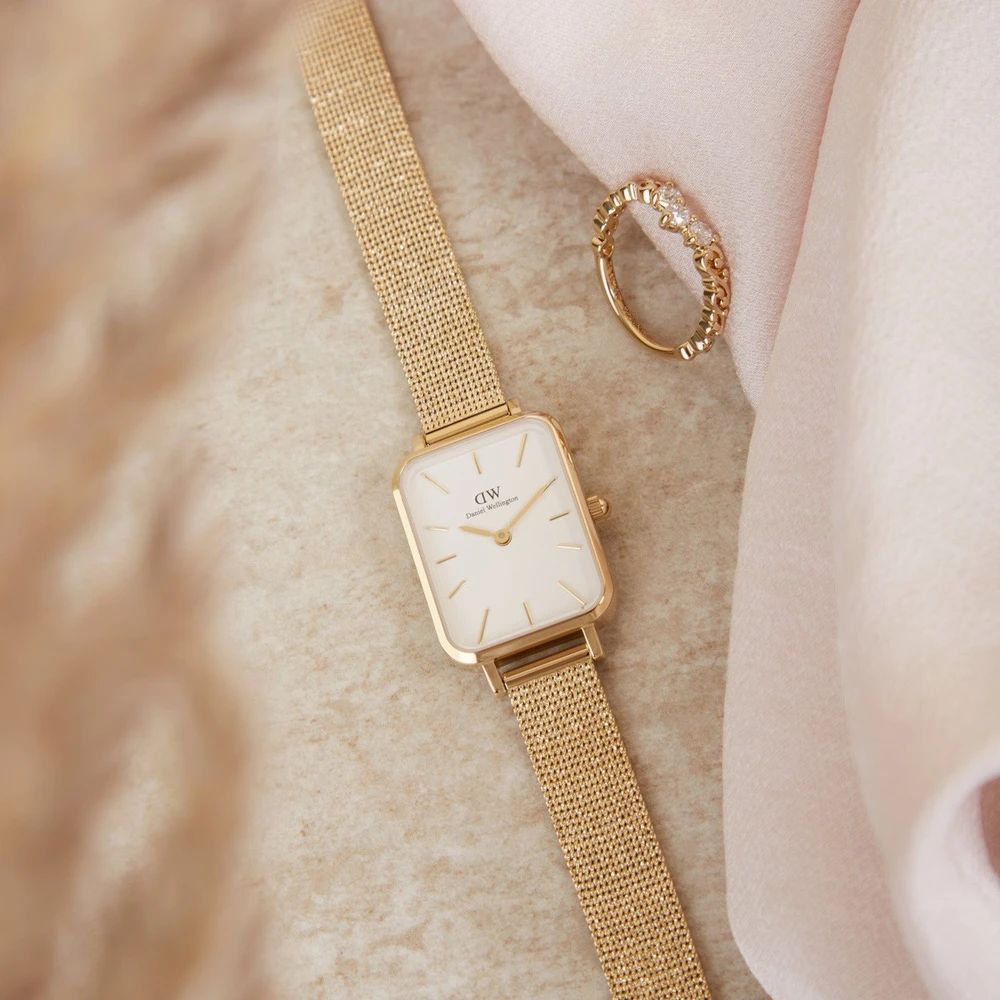Moteriškas laikrodis DANIEL WELLINGTON Quadro Pressed Evergold 20mm DW00100556 + BOX (zw520a)