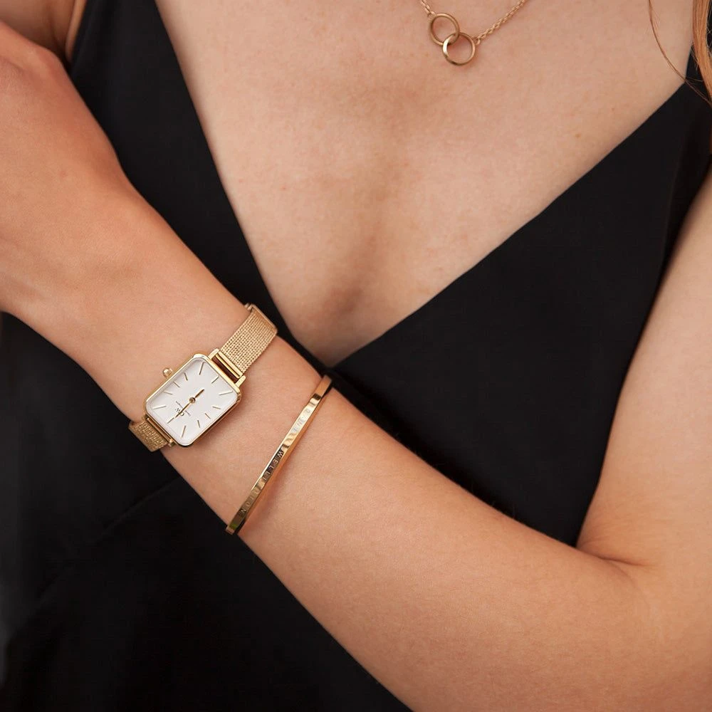 Moteriškas laikrodis DANIEL WELLINGTON Quadro Pressed Evergold 20mm DW00100556 + BOX (zw520a)