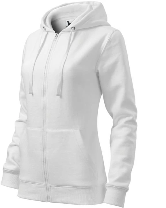 Moteriškas medvilninis džemperis Malfini Trendy Zipper, baltas