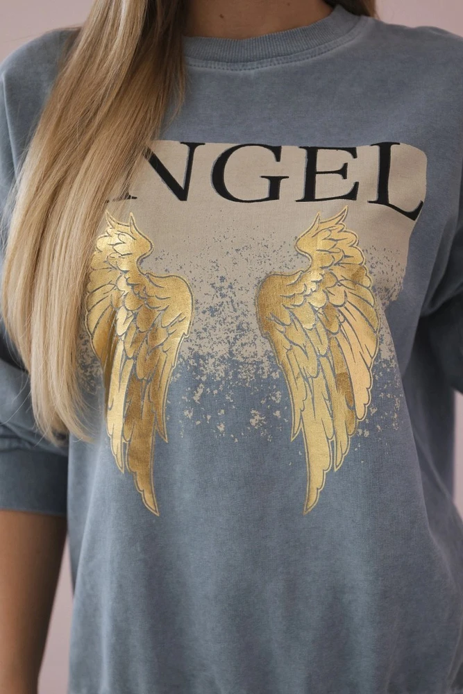 Moteriškas medvilninis komplektas Angel, mėlynos spalvos