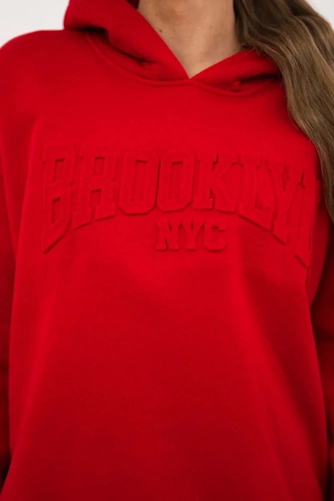Moteriškas medvilninis komplektas Brooklyn, raudonos spalvos