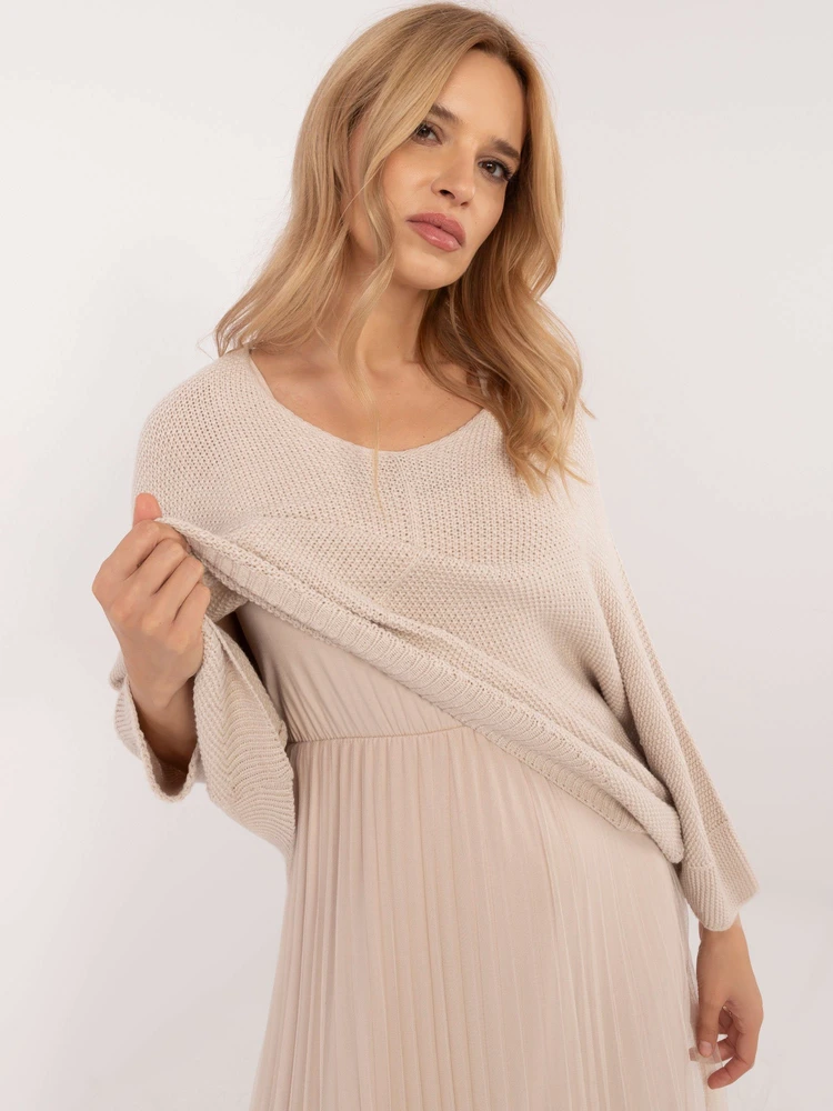 Moteriškas megztinio ir suknelės komplektas Italy Moda, smėlio