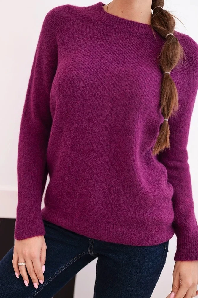 Moteriškas megztinis iš baby alpaka, tamsiai violetinis