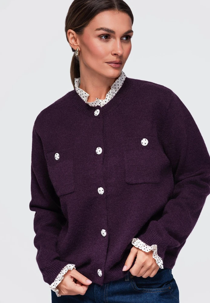 Moteriškas megztinis su sagomis Ombre, violetinis