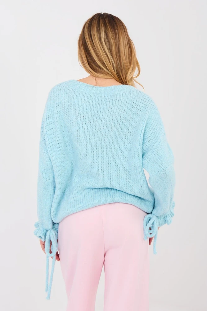 Moteriškas megztinis su volanais rankovėse Italy Moda