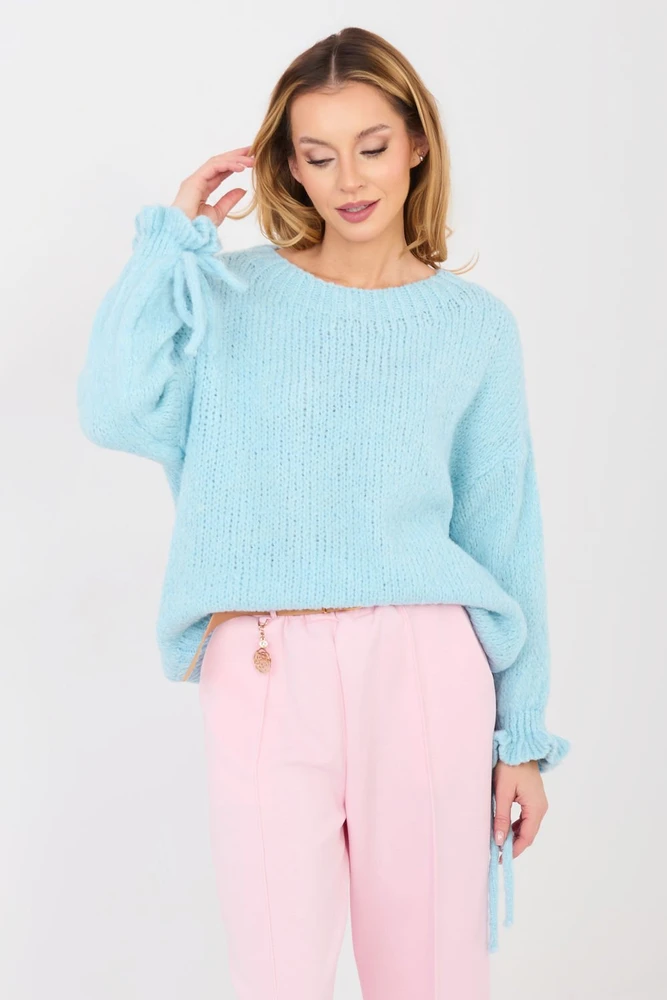 Moteriškas megztinis su volanais rankovėse Italy Moda
