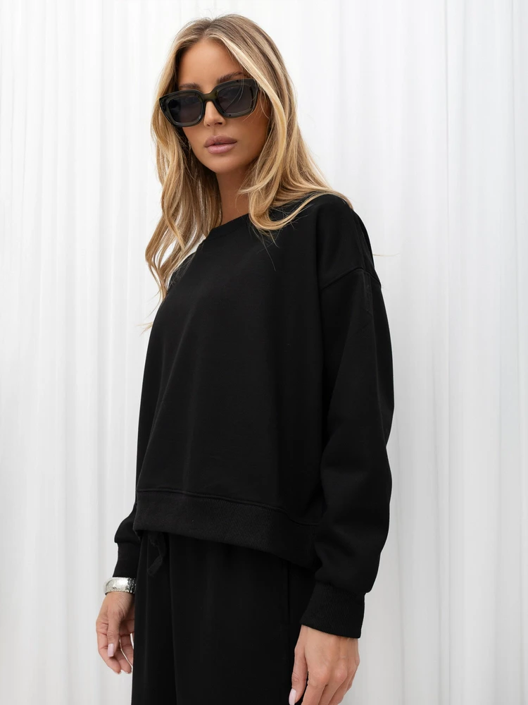 Moteriškas pašiltintas sportinis komplektas Italy Moda, juodas