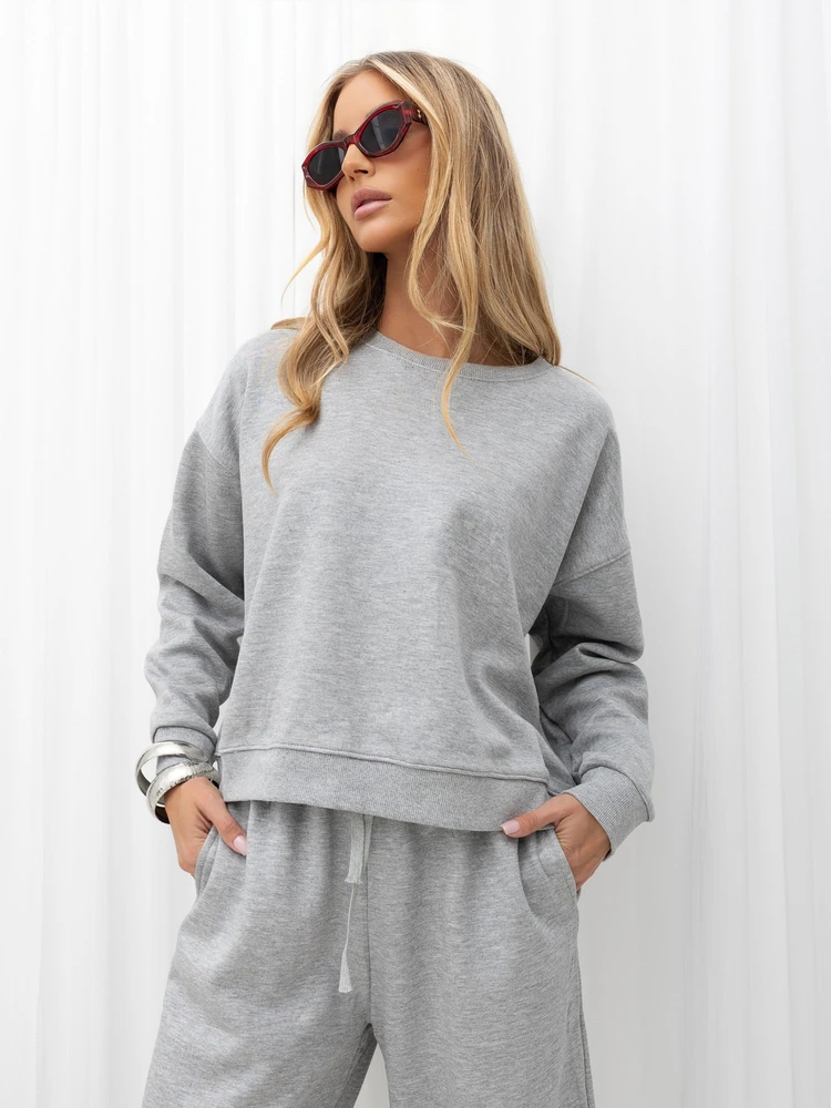 Moteriškas pašiltintas sportinis komplektas Italy Moda, pilkas
