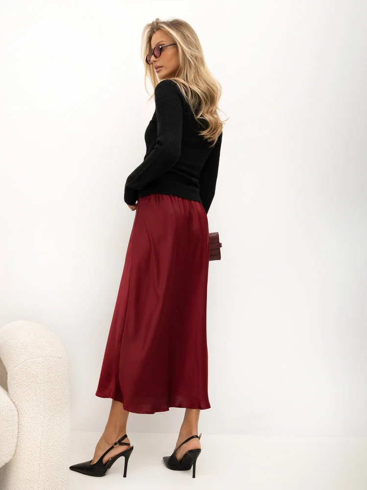 Moteriškas platėjantis midi sijonas Italy Moda, bordo