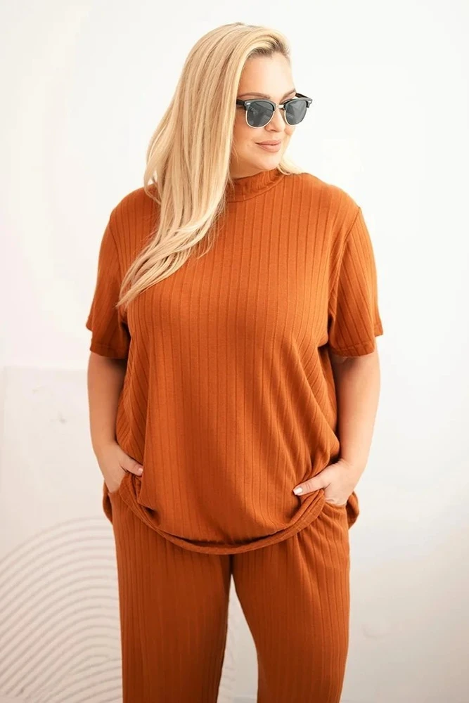 Moteriškas Plus Size 3 dalių komplektas, kapučino spalvos