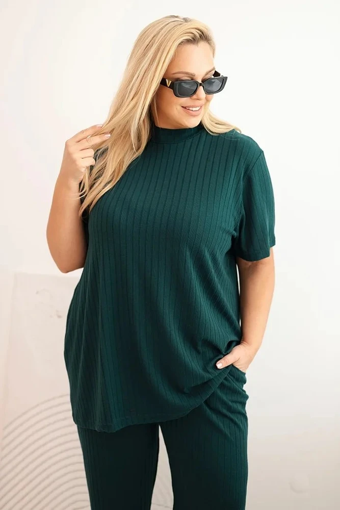 Moteriškas Plus Size 3 dalių komplektas, tamsiai žalios spalvos