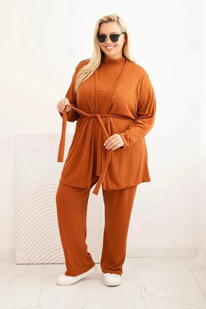 Moteriškas Plus Size 3 dalių komplektas, kapučino spalvos