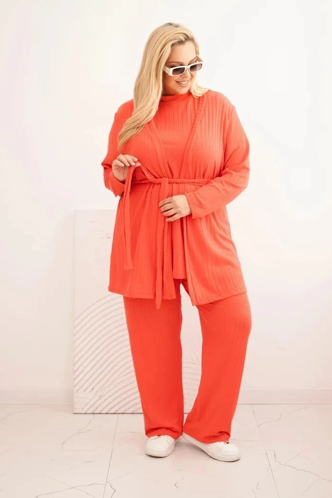 Moteriškas Plus Size 3 dalių komplektas, avietinės spalvos