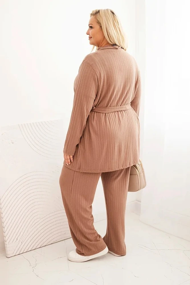 Moteriškas Plus Size 3 dalių komplektas, kapučino spalvos