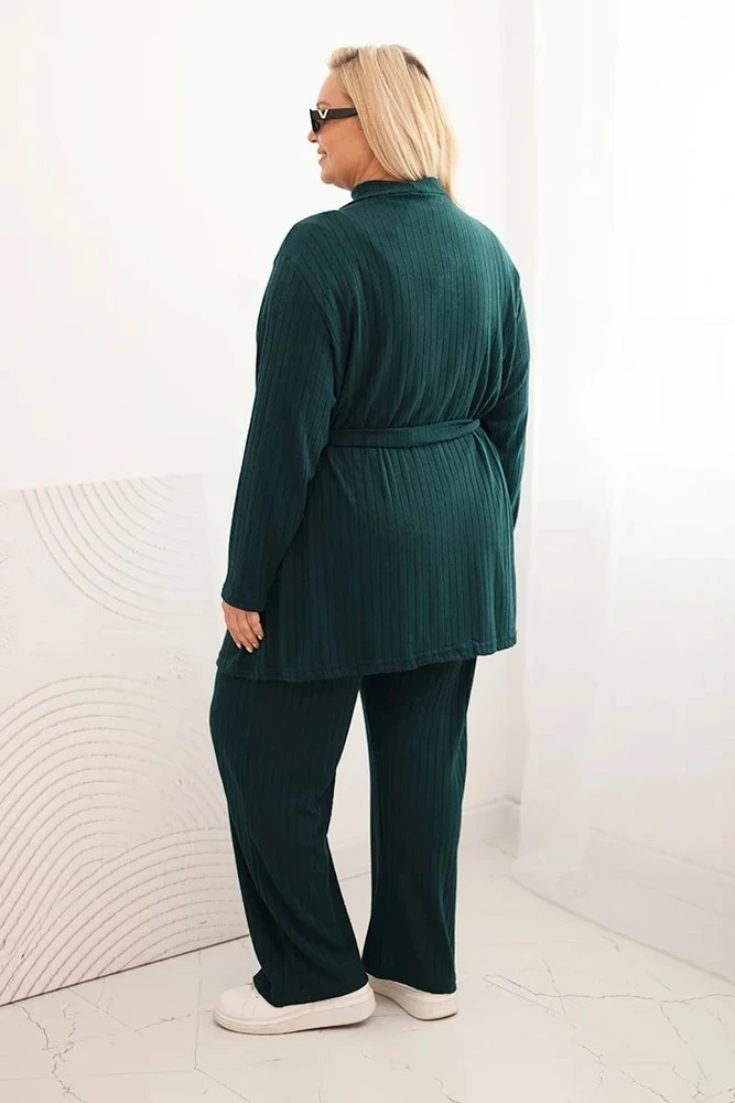 Moteriškas Plus Size 3 dalių komplektas, tamsiai žalios spalvos