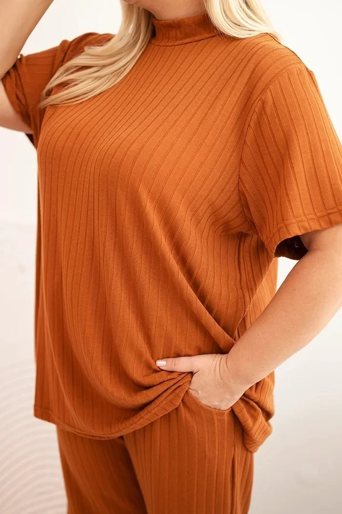 Moteriškas Plus Size 3 dalių komplektas, kapučino spalvos