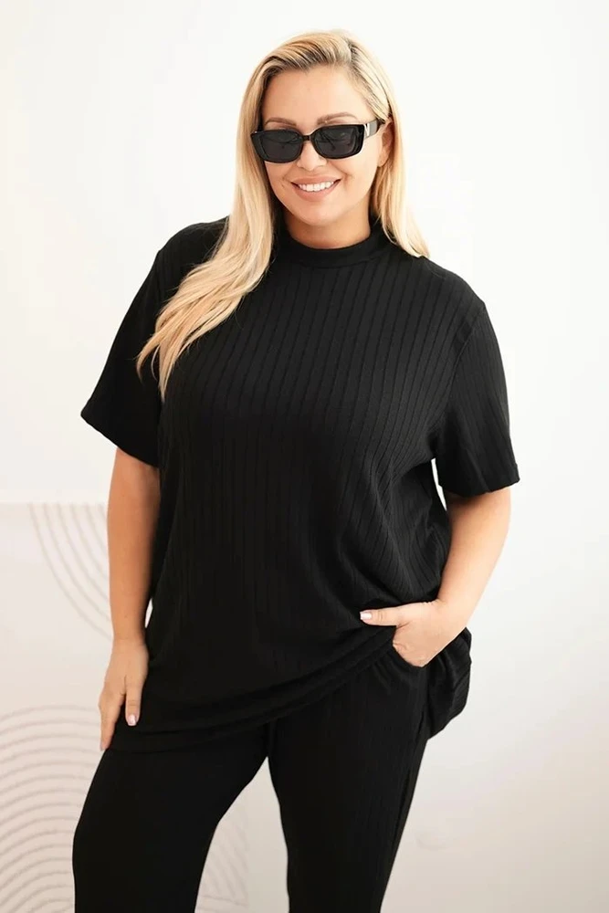 Moteriškas Plus Size 3 dalių komplektas, juodos spalvos
