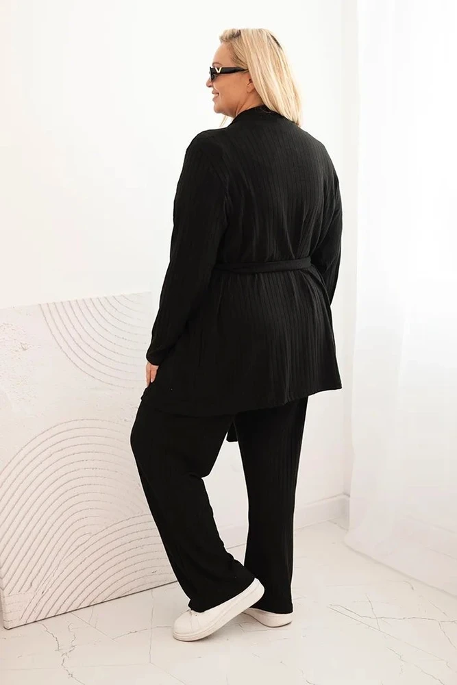 Moteriškas Plus Size 3 dalių komplektas, juodos spalvos