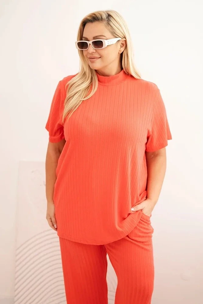 Moteriškas Plus Size 3 dalių komplektas, avietinės spalvos